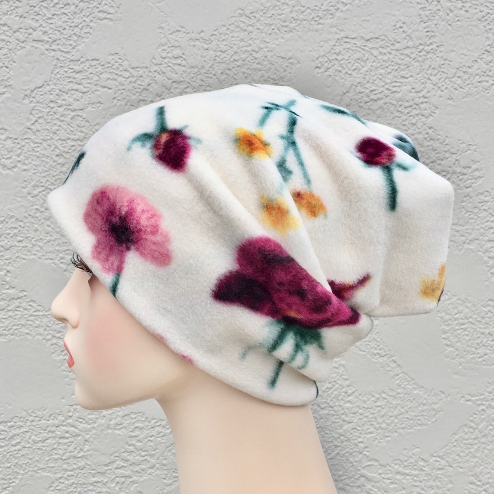 Floral Plush Fleece Beanie